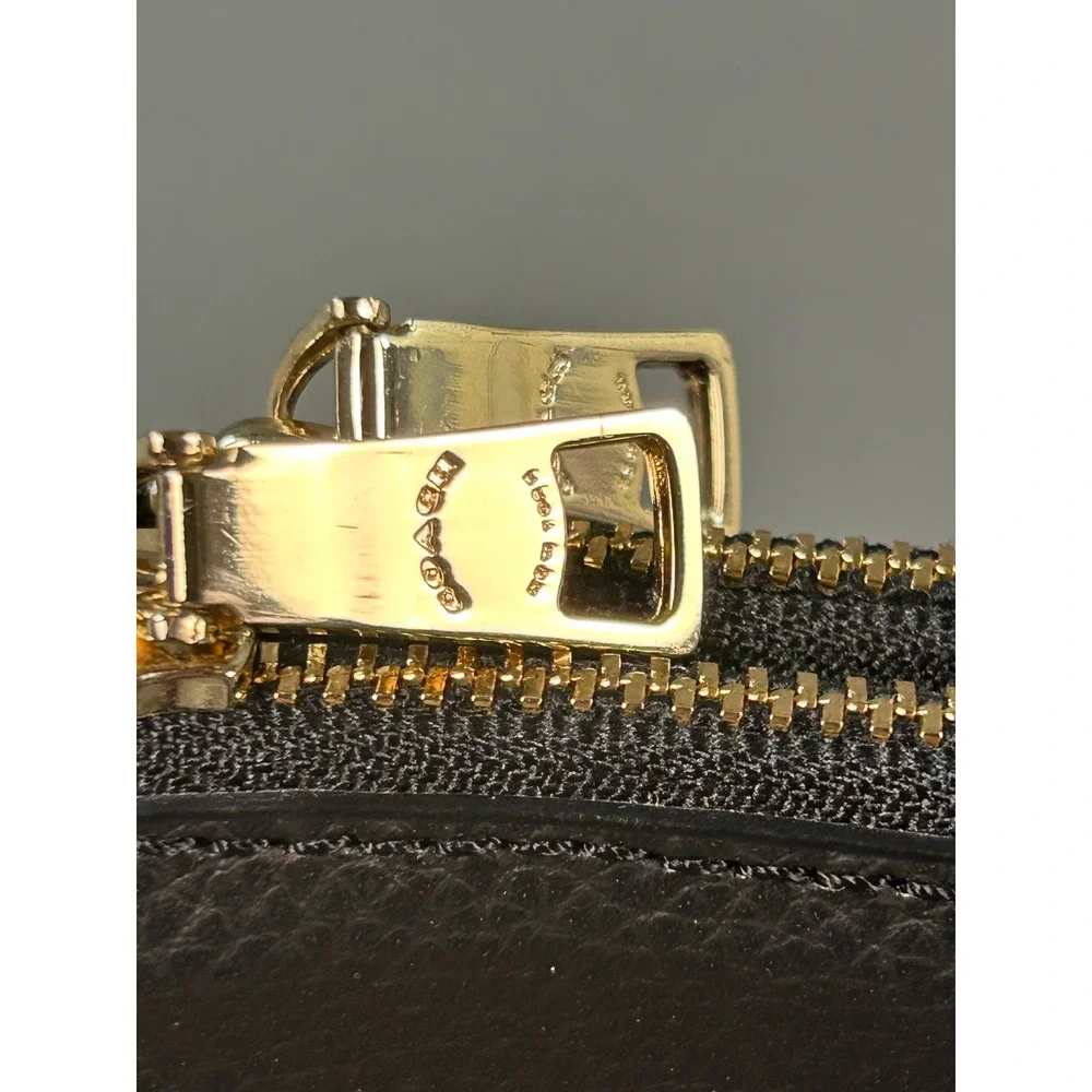 Coach Double Zip Wristlet Black Pebble Leather Gold Hardware Handbag Bag